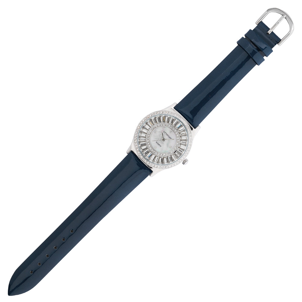 OROLOGIO QUARZO ACCIAIO,STRASS-VERNICE BLU