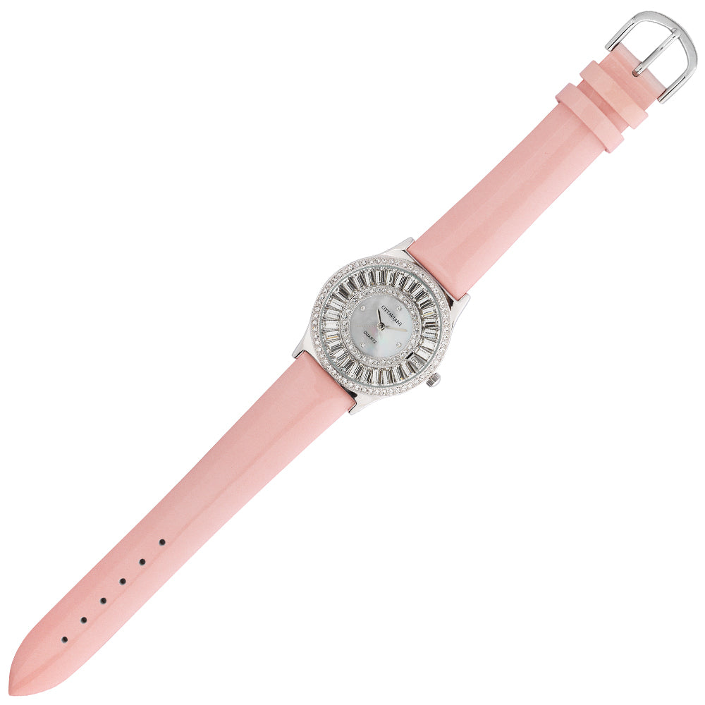 OROLOGIO QUARZO ACCIAIO,STRASS-VERNICE ROSA