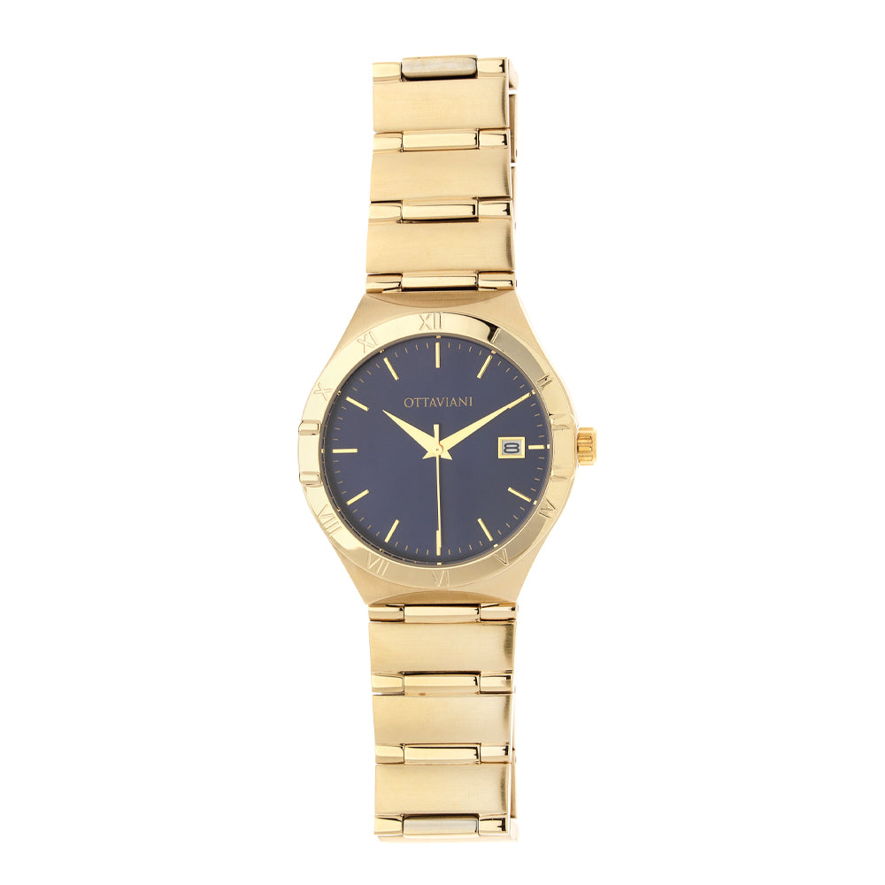 QUARZO CLASSIC GOLD CON QUADRANTE BLU
