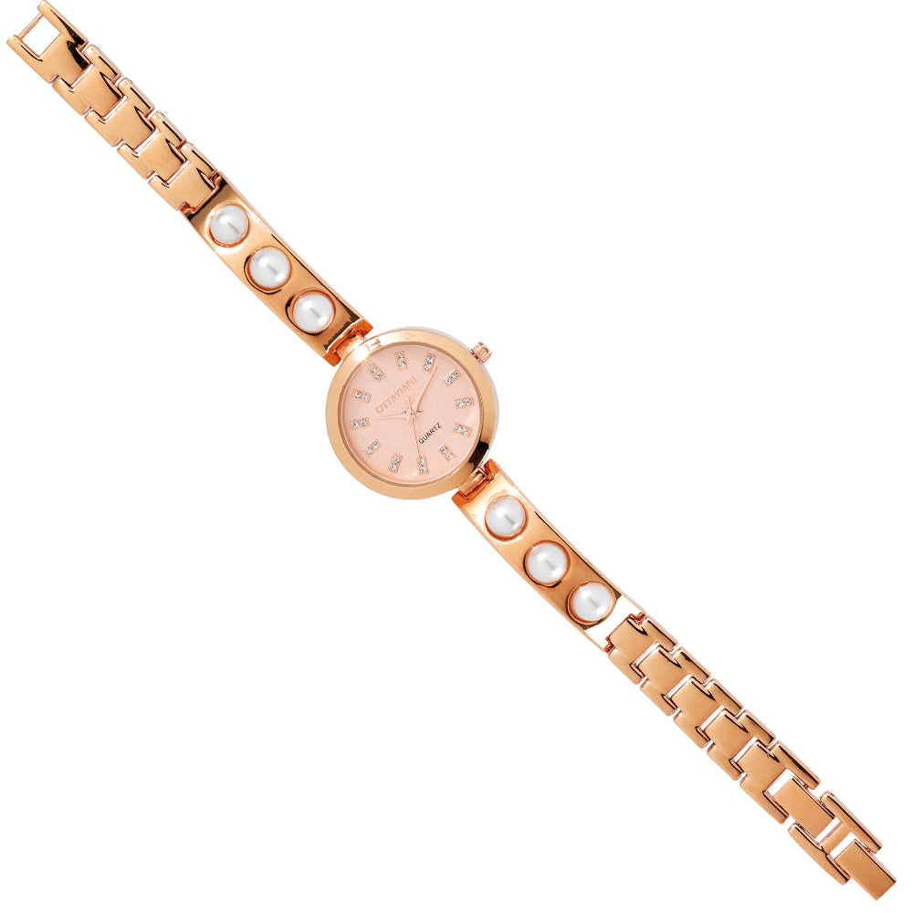 QUARZO ROSE GOLD CON PERLE