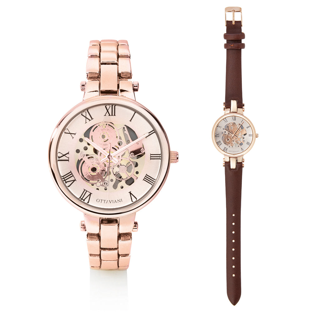 QUARZO ROSE GOLD MOV.A VISTA E BRACCIALE/CINT.