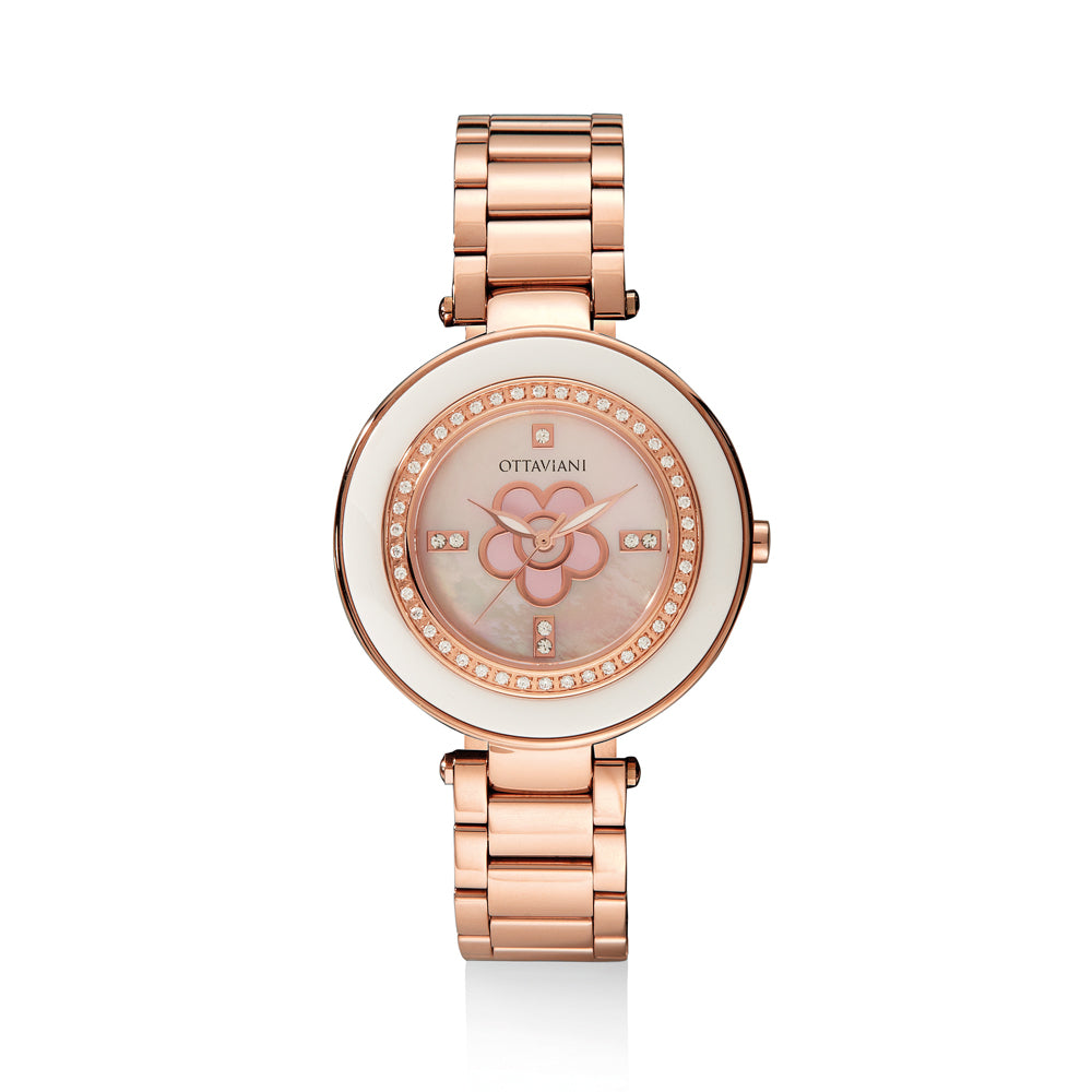 QUARZO ACCIAIO ROSE GOLD E STRASS