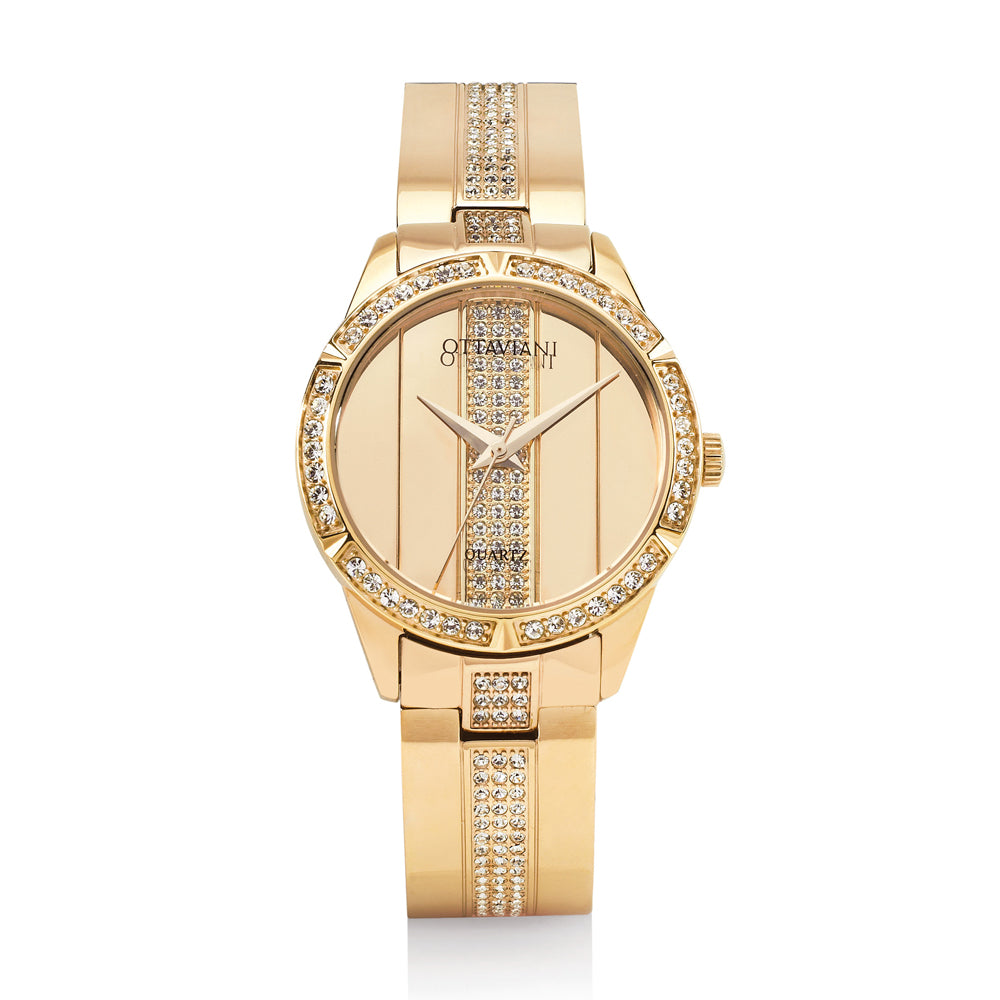 QUARZO SEMI-BANGLE DORATO