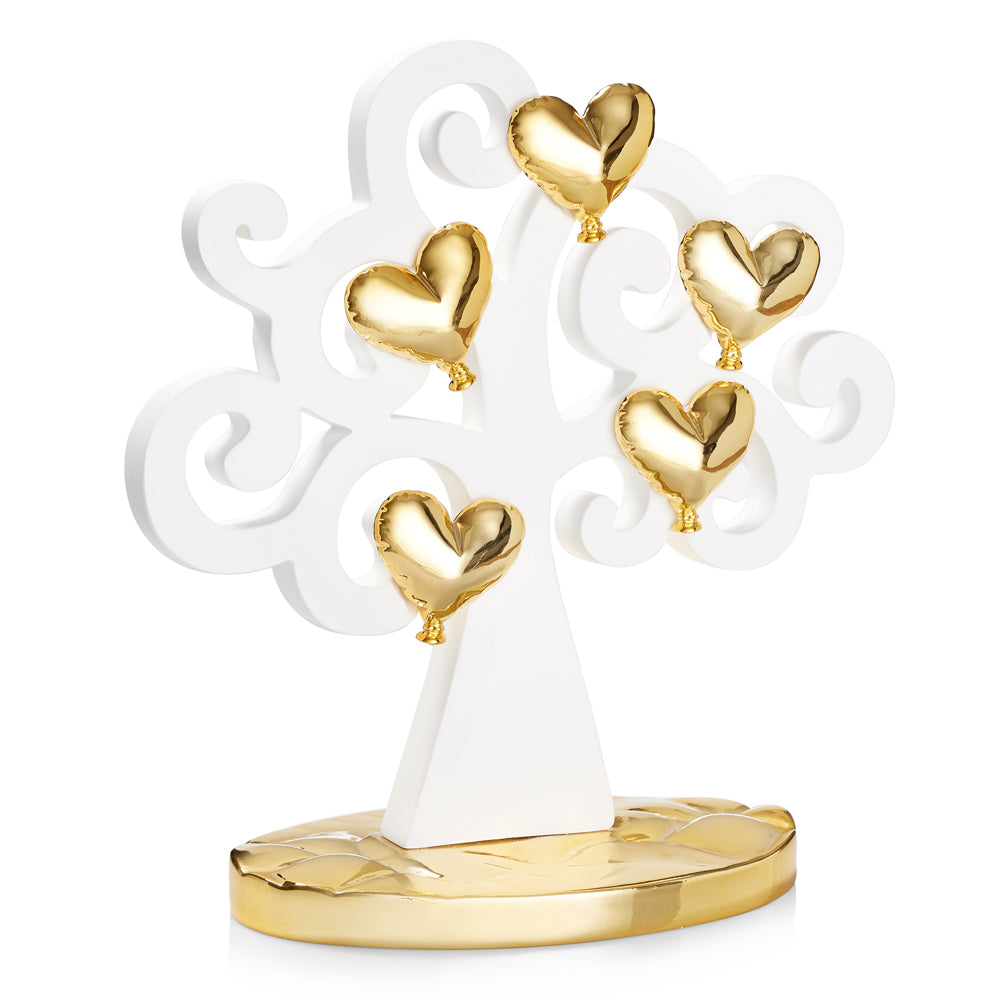 SCULTURA "ALBERO DELL'AMORE" BIANCO/ORO GR.H32,