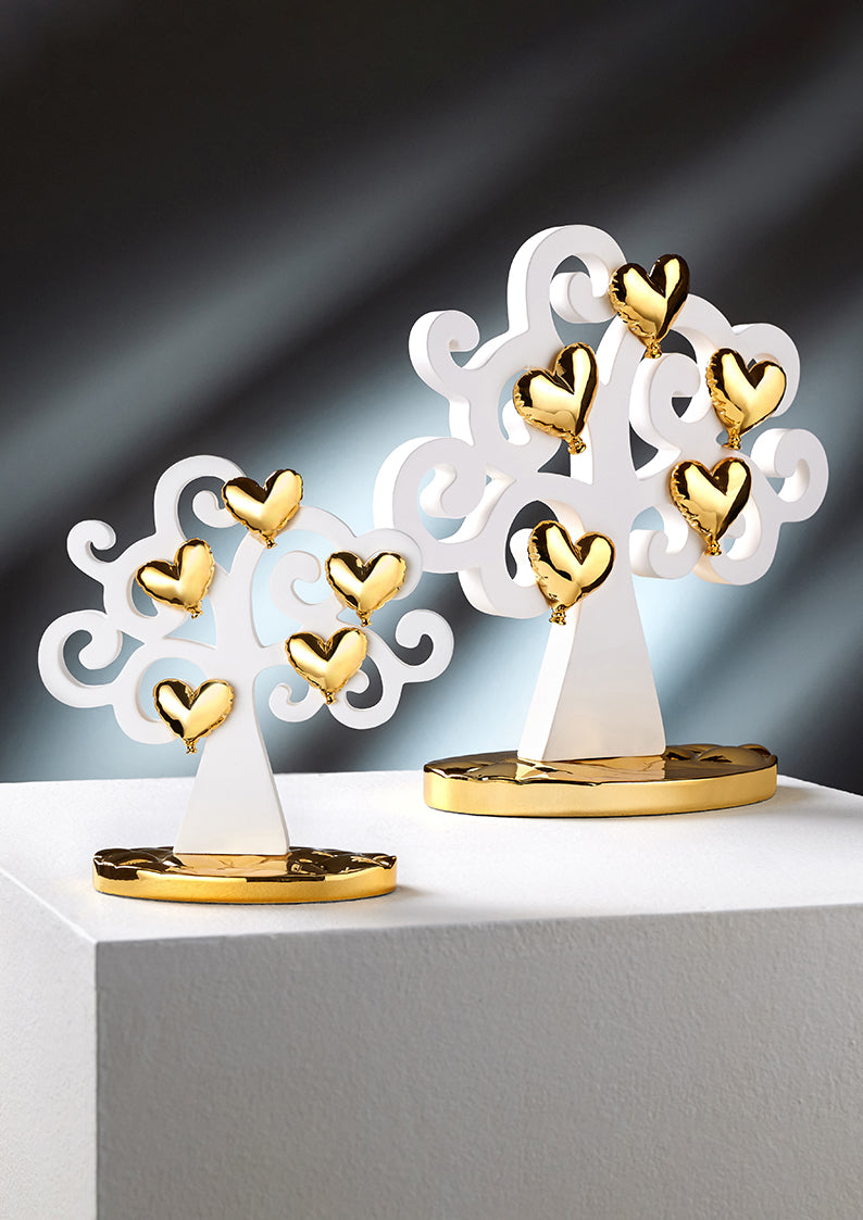 SCULTURA "ALBERO DELL'AMORE" BIANCO/ORO PC.H19,