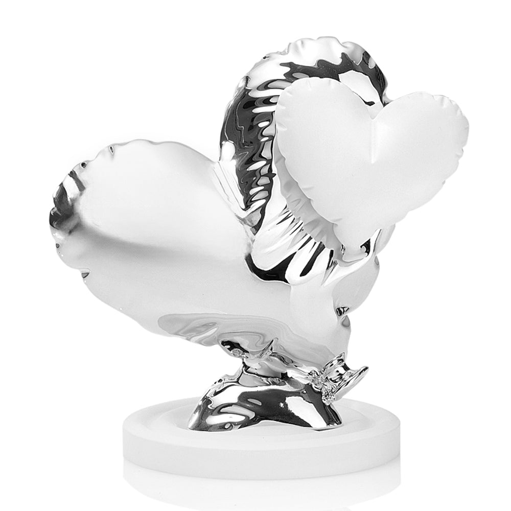 SCULTURA "VOLAMI NEL CUORE" ARGENTO/BIANCO GR.