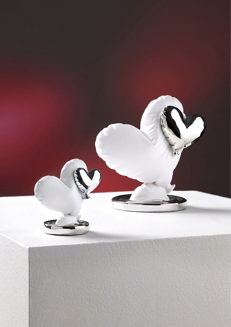 SCULTURA "VOLAMI NEL CUORE" ARGENTO/BIANCO GR.
