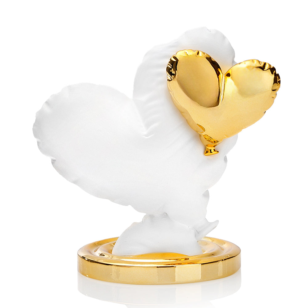 SCULTURA "VOLAMI NEL CUORE" BIANCO/ORO GR. H 20