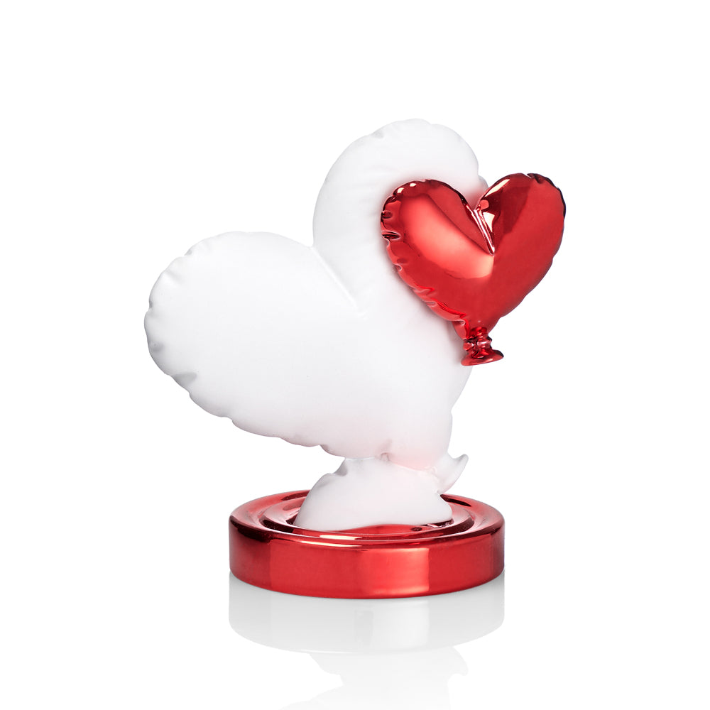 SCULTURA "VOLAMI NEL CUORE" BIANCO/ROSSO PC.