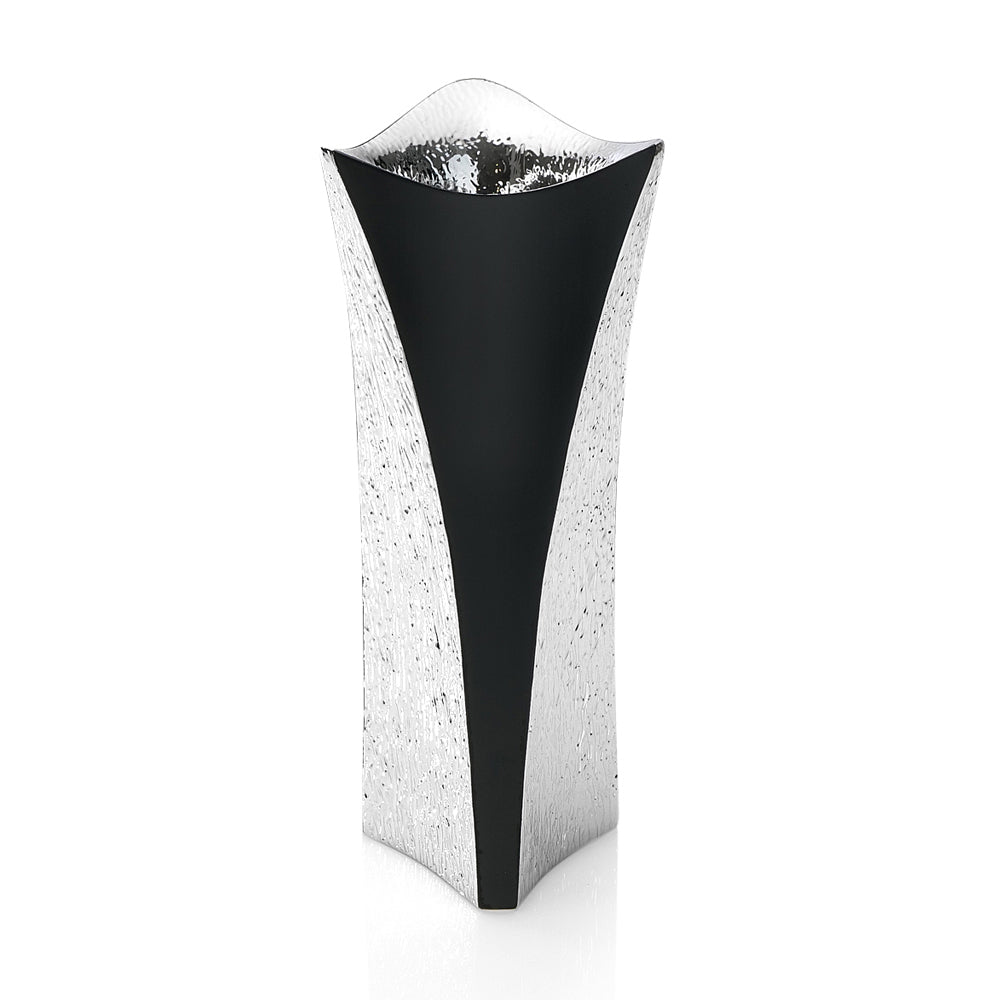 VASO "AYUM" C/ARGENTO E NERO GRAFITE H 31,5 CM