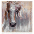 QUADRO "CAVALLO BIANCO"IN LEGNO C/FARG.100X100
