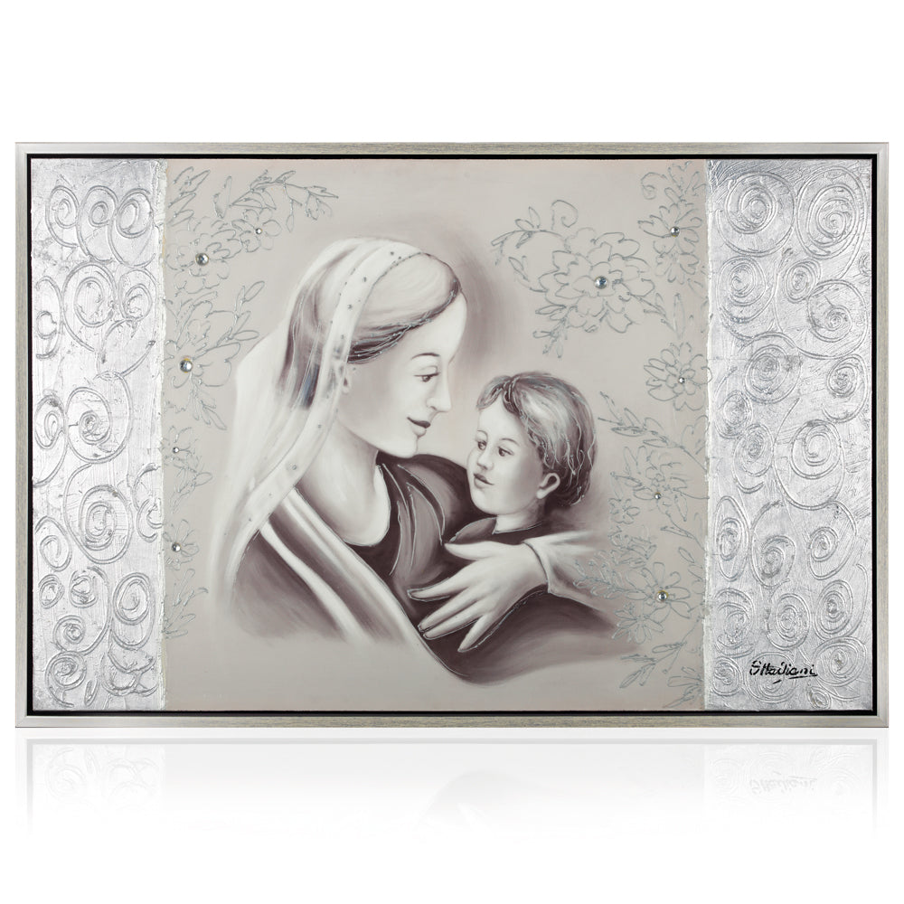 QUADRO SACRO SU TELA"MATERNITA"CM 80X120