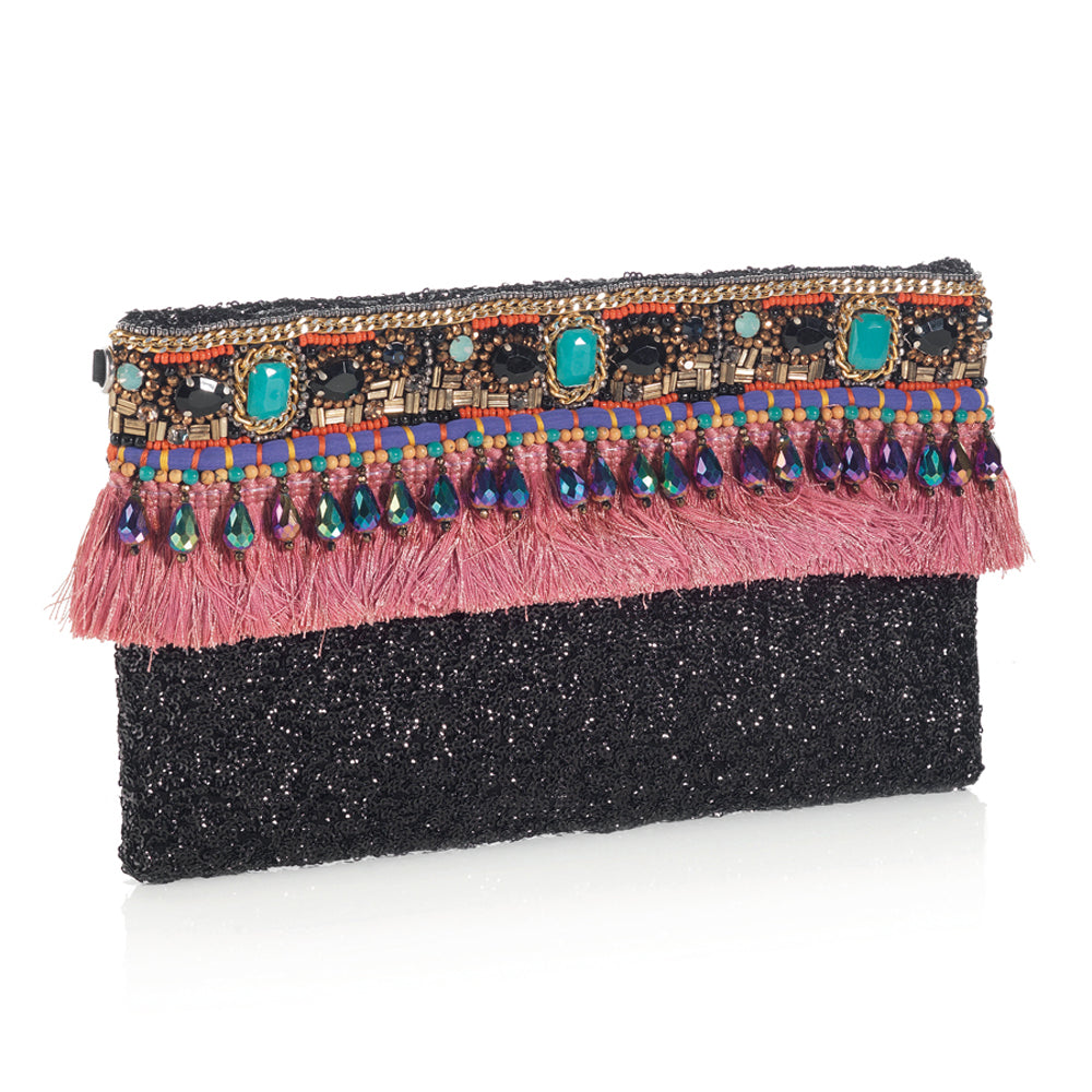 CLUTCH CON STRASS E PERLINE