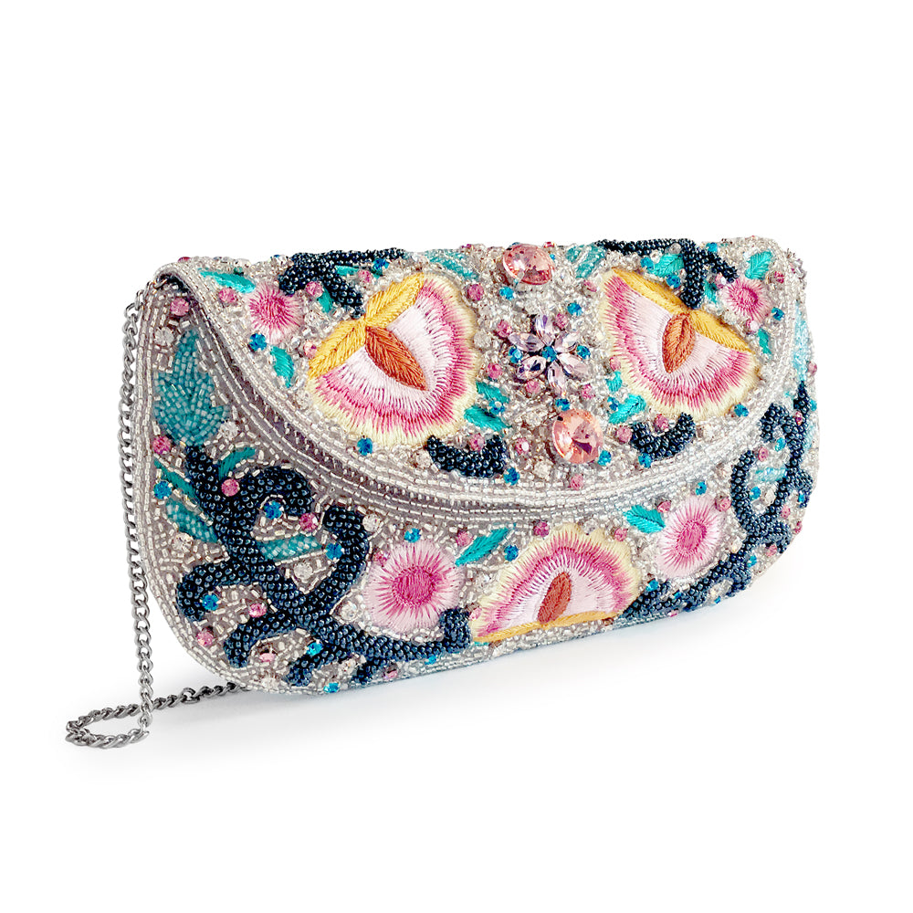 CLUTCH CON PERLINE,CRISTALLI E STRASS