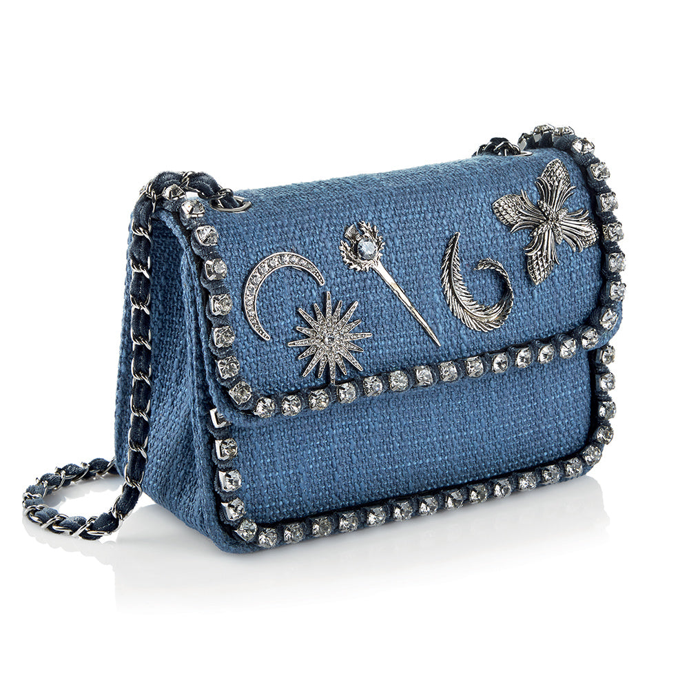 BORSA GIOIELLO TESSUTO CON CRISTALLI E STRASS