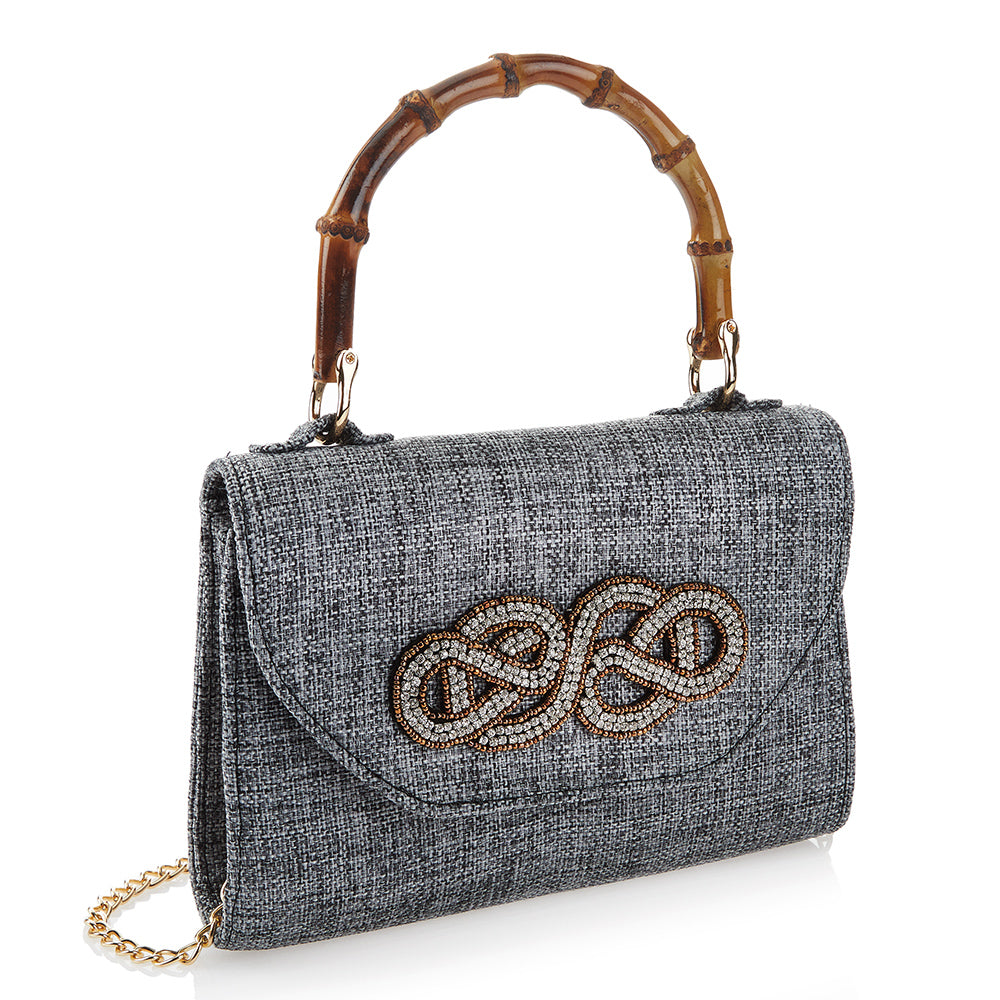 BORSA GIOIELLO IN TESSUTO CON CRISTALLI