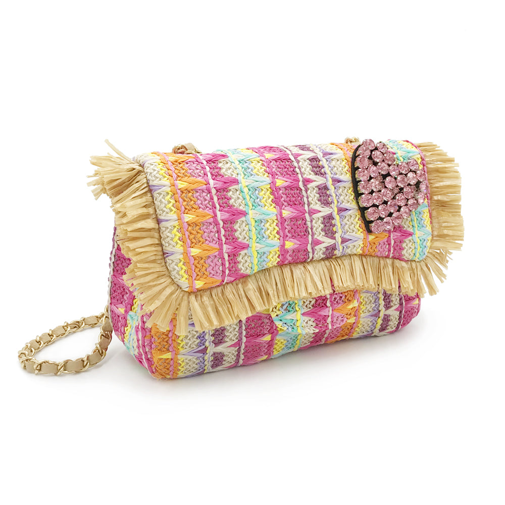 CLUTCH IN RAFIA CON CRISTALLI