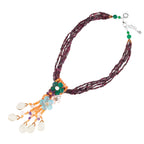 COLLANA CON PERLE,GRANATA,AMETISTA,TOPAZIO QUA