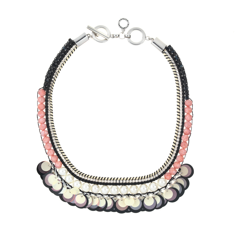 COLLANA C/PERLINE,STRASS,PAILLETTES,PERLE BJ
