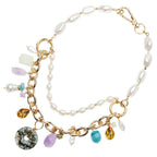 COLLANA CON PERLE BIJOUX,QUARZI,RESINE E CRIST