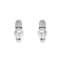ORECCHINI RODIATI CON CUBIC ZIRCONIA E PERLE