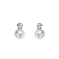 ORECCHINI RODIATI CON CUBIC ZIRCONIA E PERLE