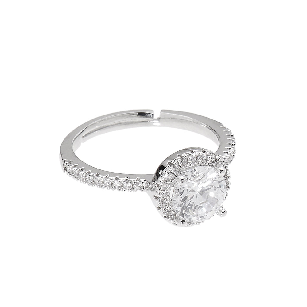 ANELLO RODIATO CON CUBIC ZIRCONIA