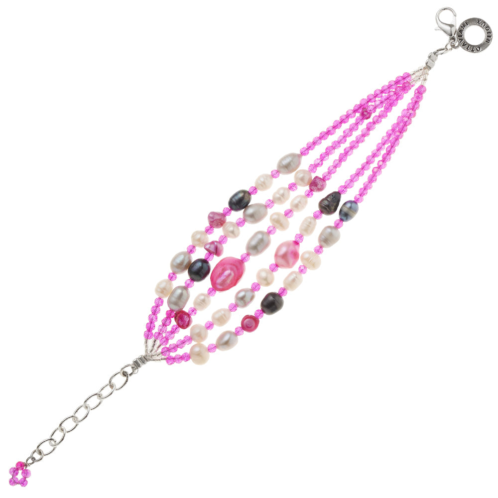 BRACCIALE CON PERLE AGATA E CRISTALLI