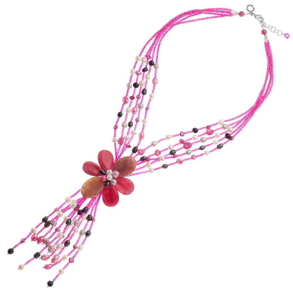 COLLANA CON PERLE AGATA E CRISTALLI