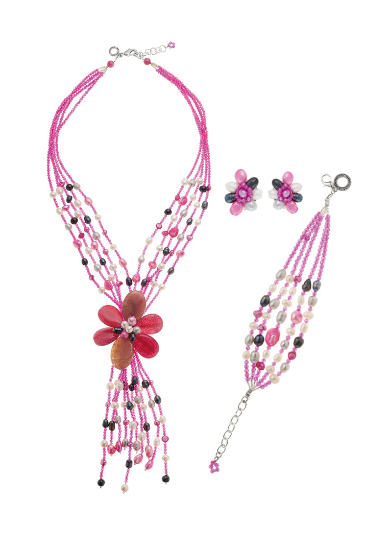 COLLANA CON PERLE AGATA E CRISTALLI