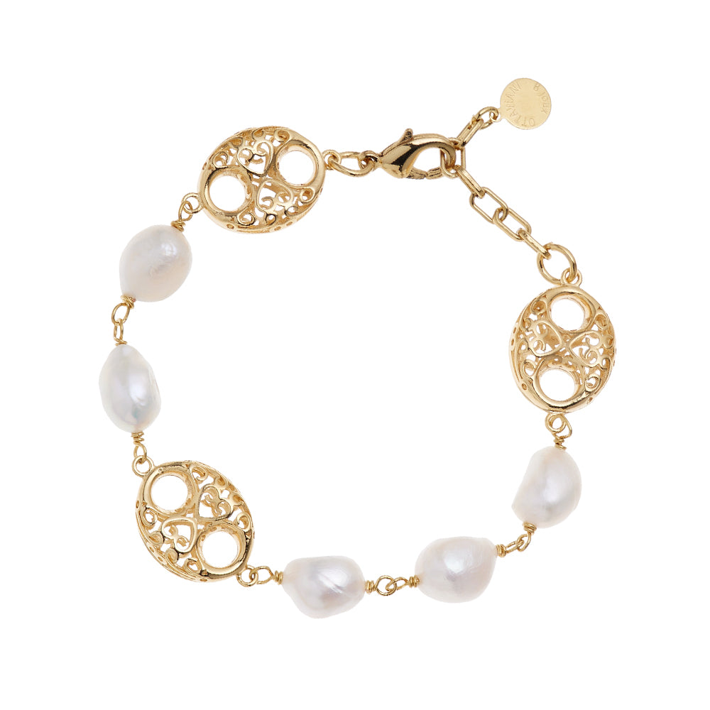 BRACCIALE DORATO CON PERLE