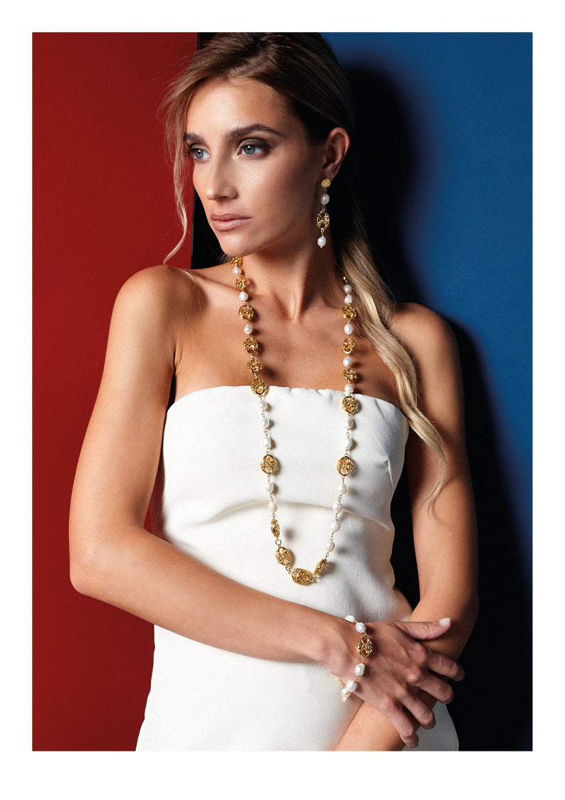 BRACCIALE DORATO CON PERLE