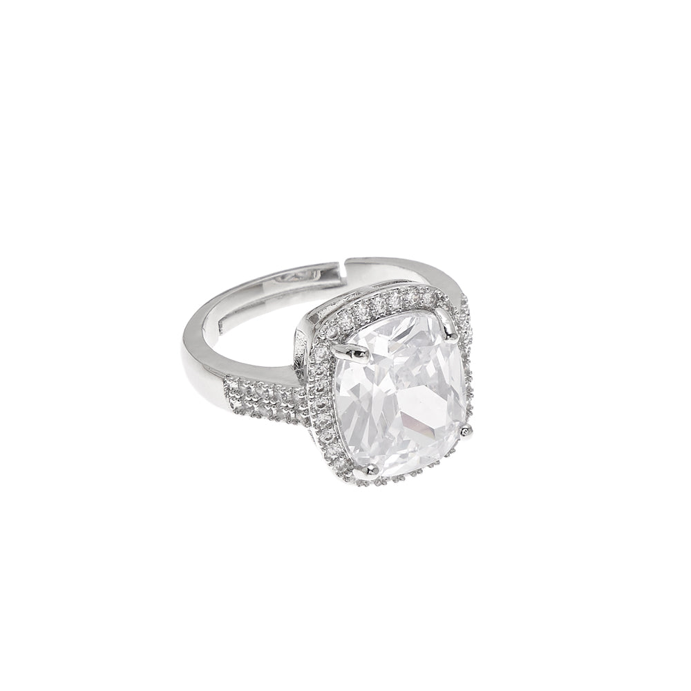 ANELLO RODIATO CON CUBIC ZIRCONIA