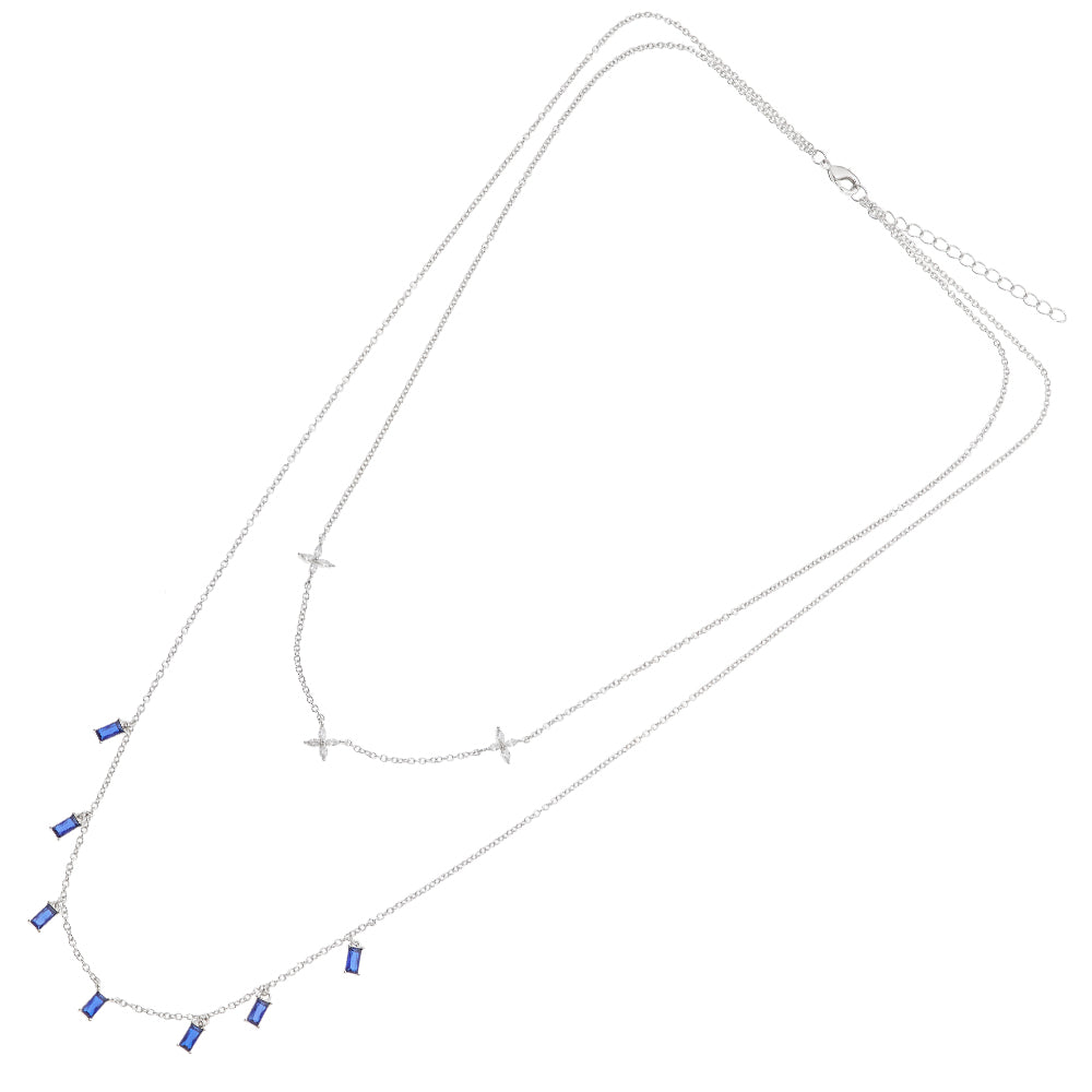 COLLANA DOPPIO FILO RODIATA CON CUBIC ZIRCONIA