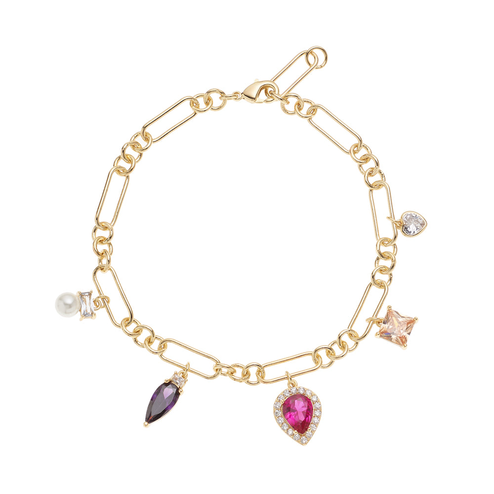 BRACCIALE PLACCATO ORO CUBIC ZIRCONIA E PERLA