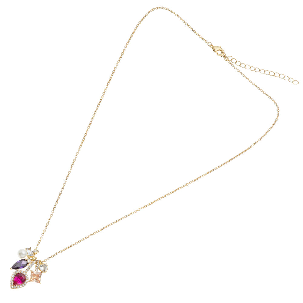 COLLANA PLACCATA ORO CON CUBIC ZIRCONIA E PERLA