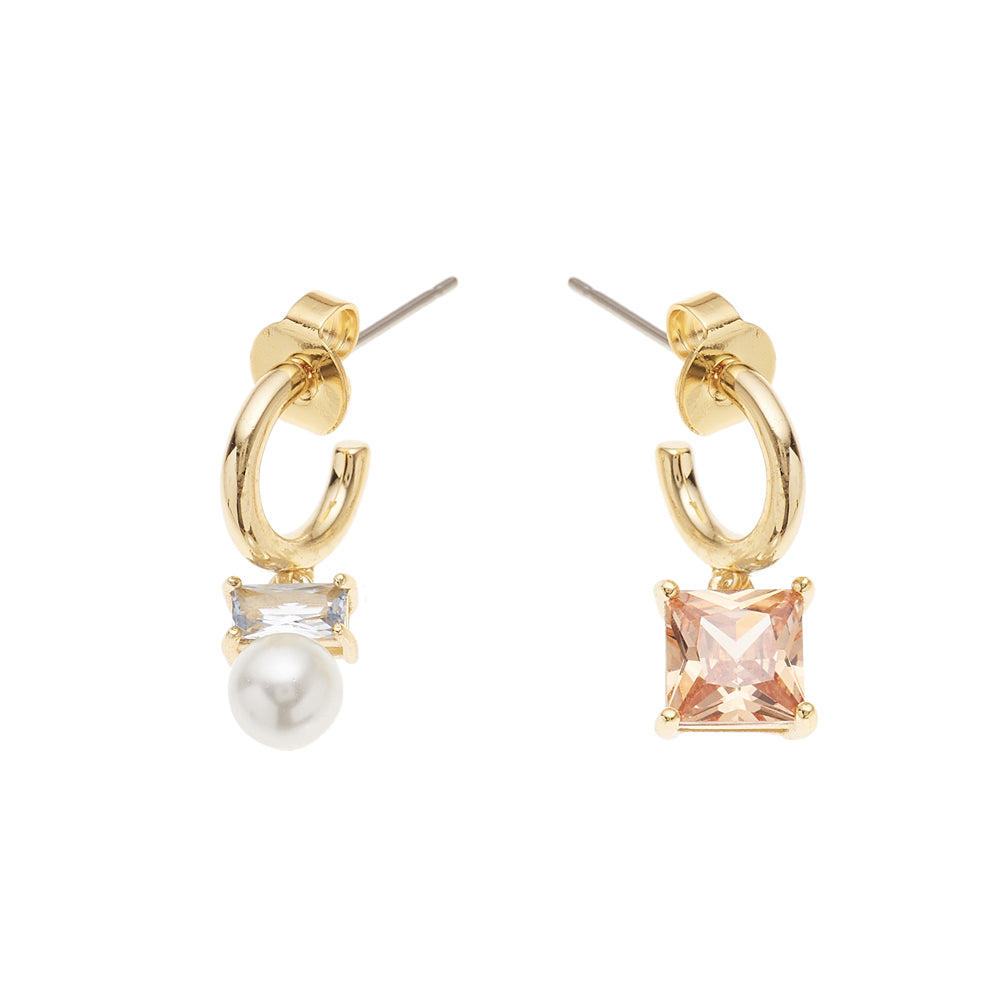ORECCHINI PLACCATI ORO CUBIC ZIRCONIA E PERLA