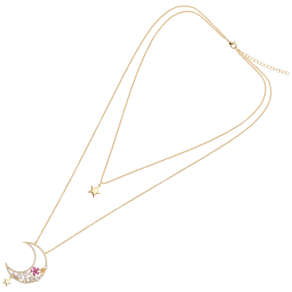 COLLANA DOPPIO FILO PLACCATA ORO C/CUBIC ZIRCO