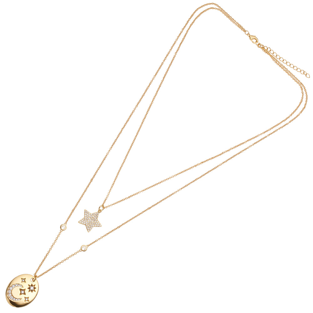 COLLANA DOPPIO FILO PLACCATA ORO C/CUBIC ZIRCO
