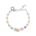 BRACCIALE CON PERLE QUARZO ACQUAMARINA CAROITE