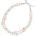 COLLANA CON PERLE QUARZO ACQUAMARINA E CAROITE