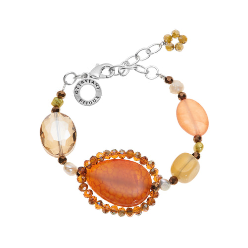 BRACCIALE CON CRISTALLI AGATA E PERLE