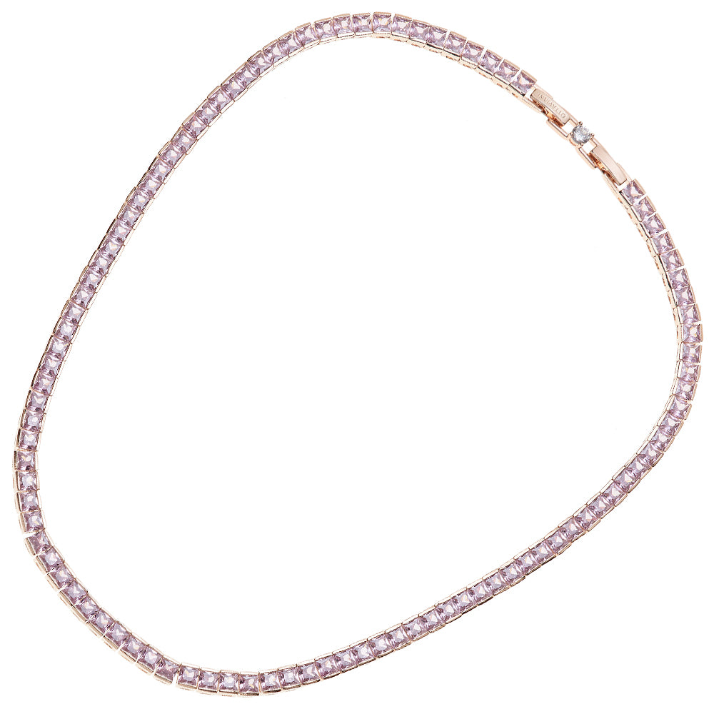 COLLANA PLACCATA ORO ROSA CON CUBIC ZIRCONIA
