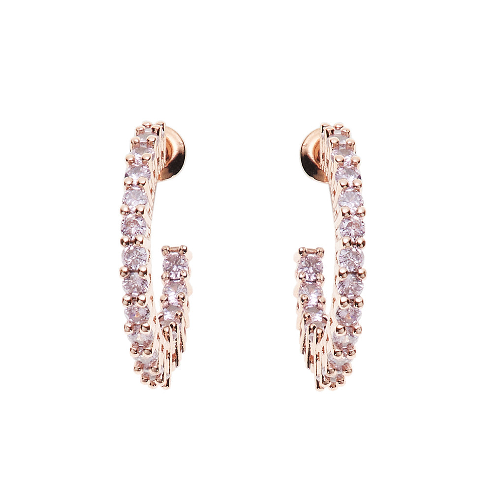 ORECCHINI PLACCATI ORO ROSA CON CUBIC ZIRCONIA
