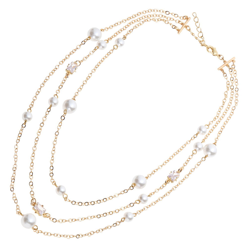 COLLANA DORATA CON CRISTALLI E PERLE