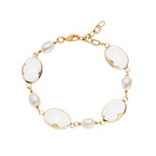 BRACCIALE PLACCATO ORO CON CRISTALLI E PERLE