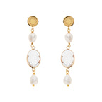 ORECCHINI PLACCATI ORO CON CRISTALLI E PERLE
