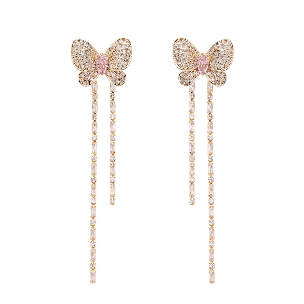 ORECCHINI PLACCATI ORO ROSA CON CUBIC ZIRCONIA