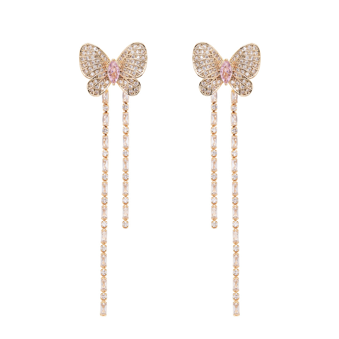 ORECCHINI PLACCATI ORO ROSA CON CUBIC ZIRCONIA