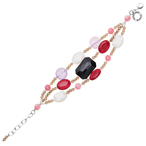 BRACCIALE CON AGATA MADREPERLA E CRISTALLI